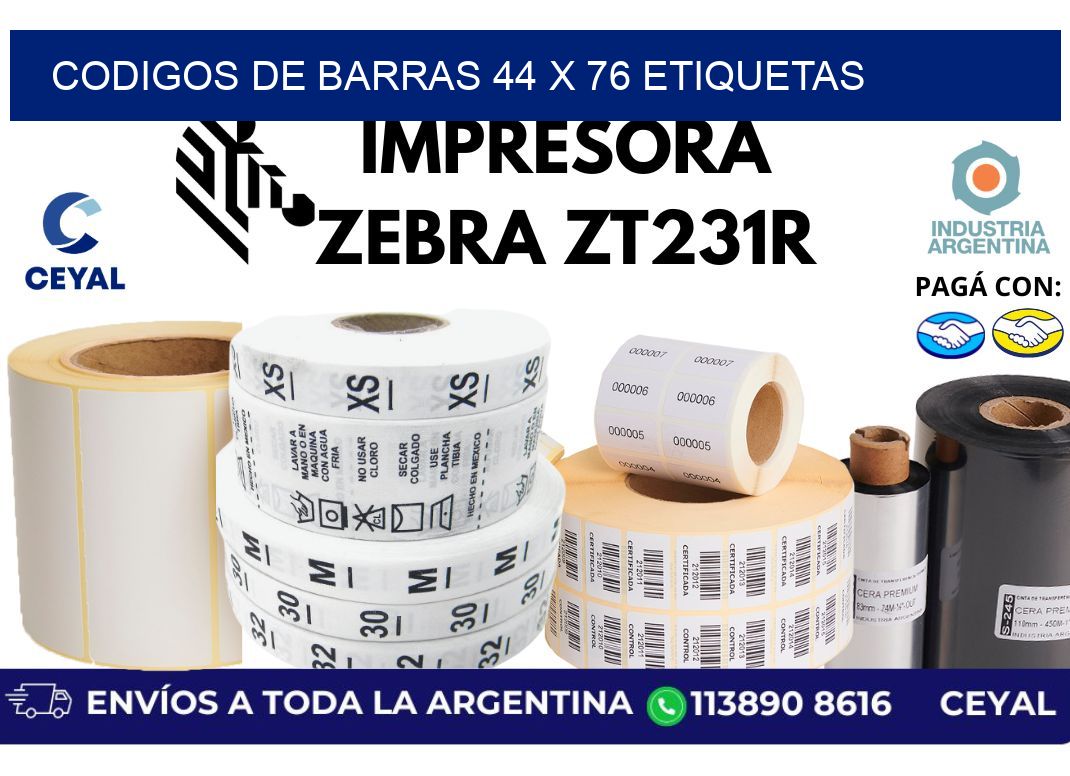 codigos de barras 44 x 76 etiquetas