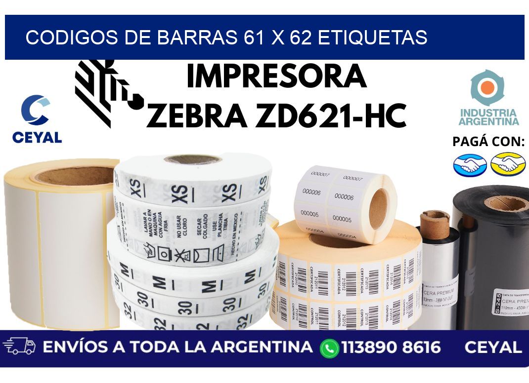 codigos de barras 61 x 62 etiquetas