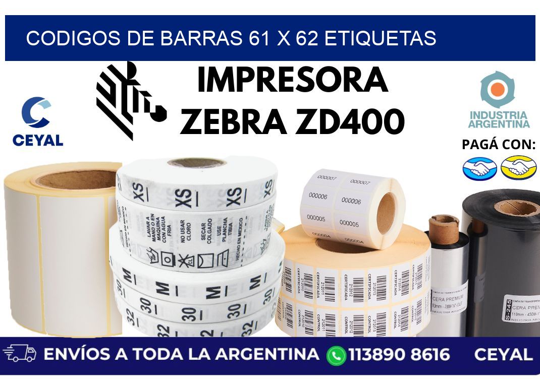 codigos de barras 61 x 62 etiquetas