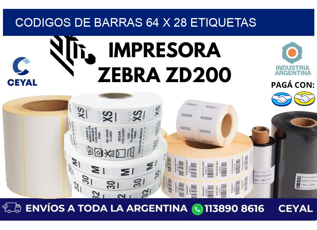 codigos de barras 64 x 28 etiquetas