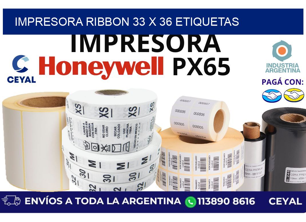 impresora ribbon 33 x 36 etiquetas