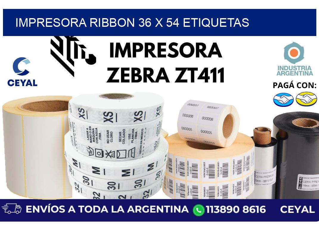 impresora ribbon 36 x 54 etiquetas