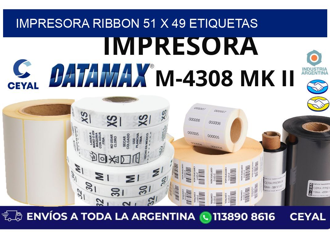 impresora ribbon 51 x 49 etiquetas