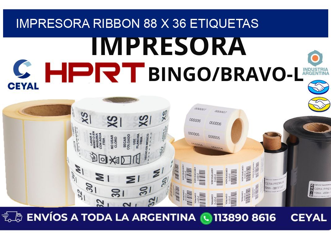 impresora ribbon 88 x 36 etiquetas