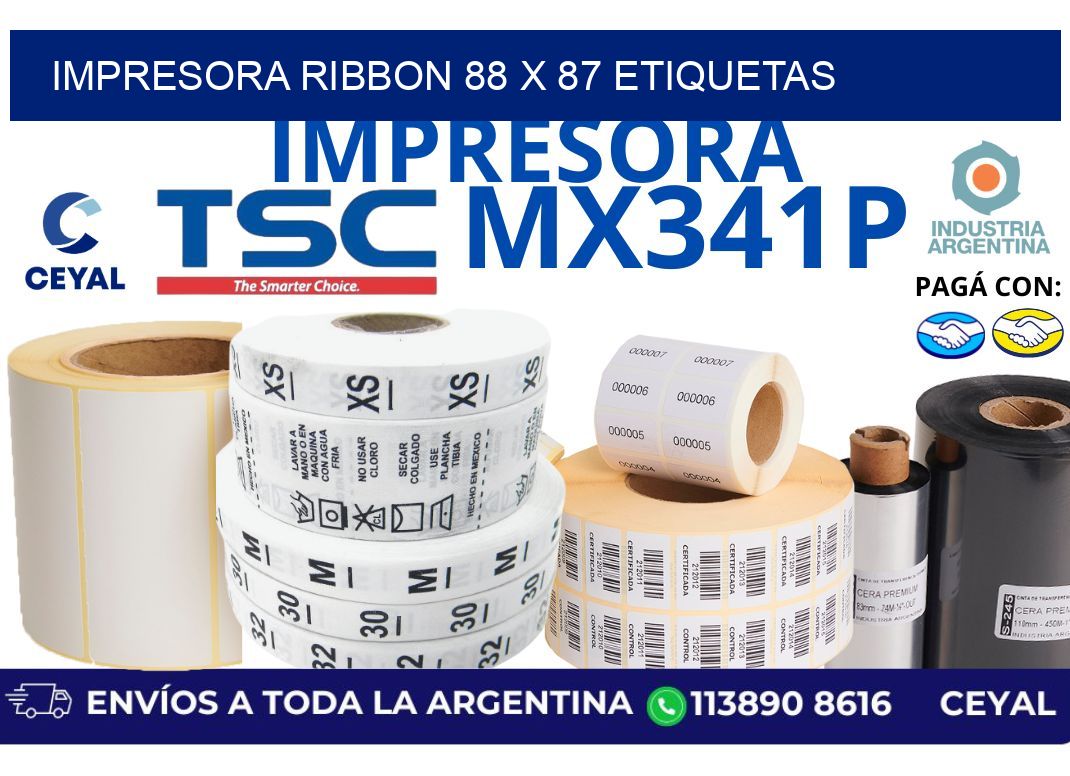impresora ribbon 88 x 87 etiquetas