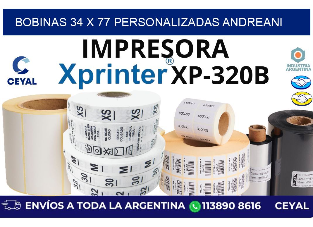 bobinas 34 x 77 personalizadas andreani