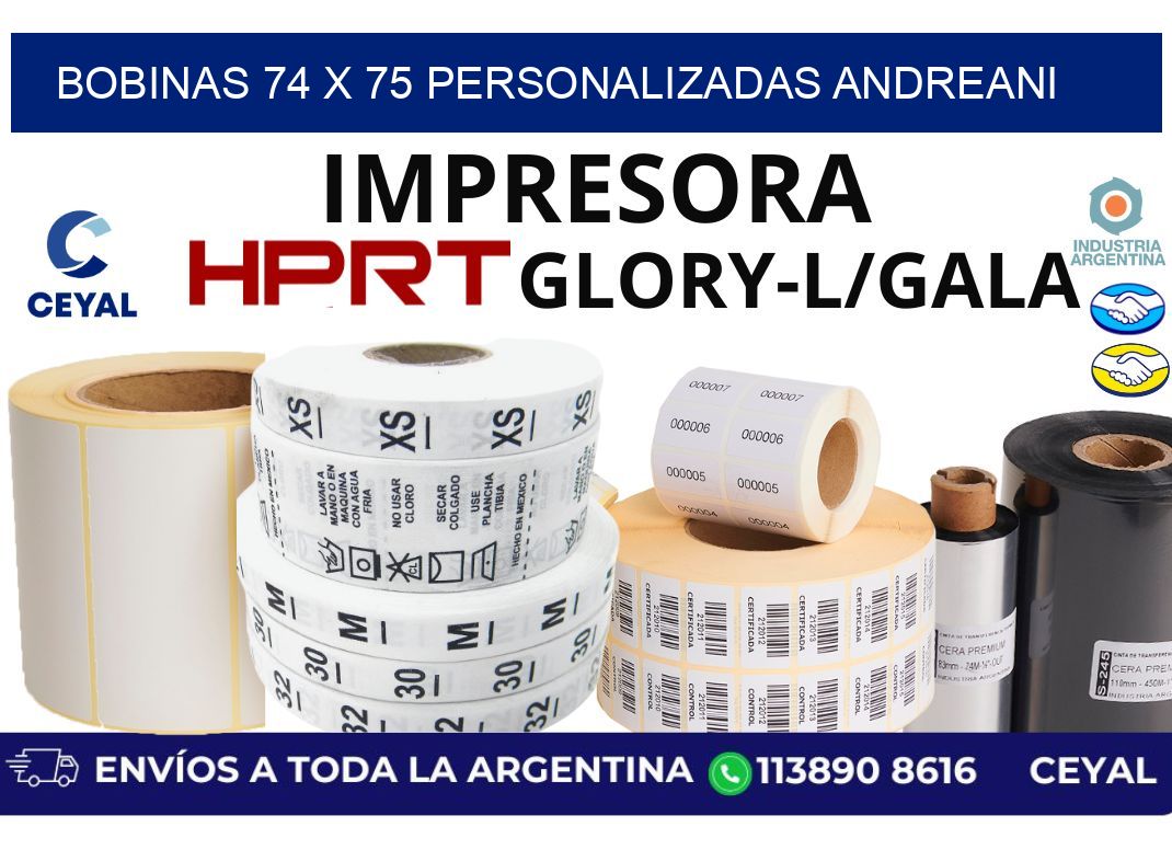 bobinas 74 x 75 personalizadas andreani