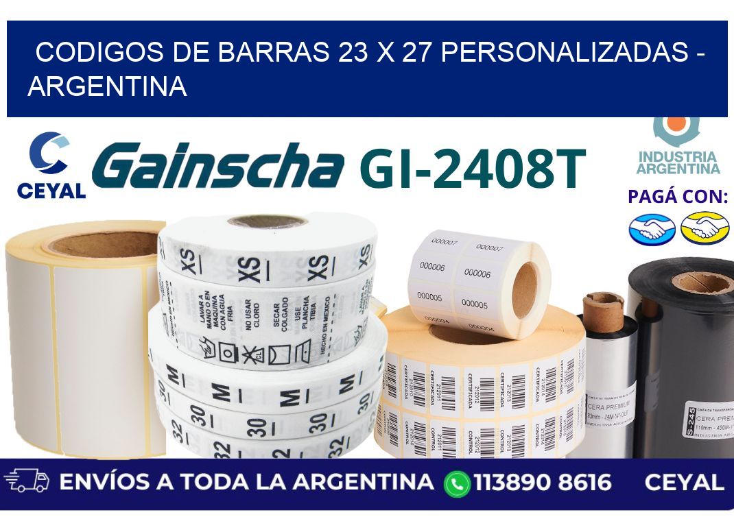 codigos de barras 23 x 27 personalizadas - Argentina