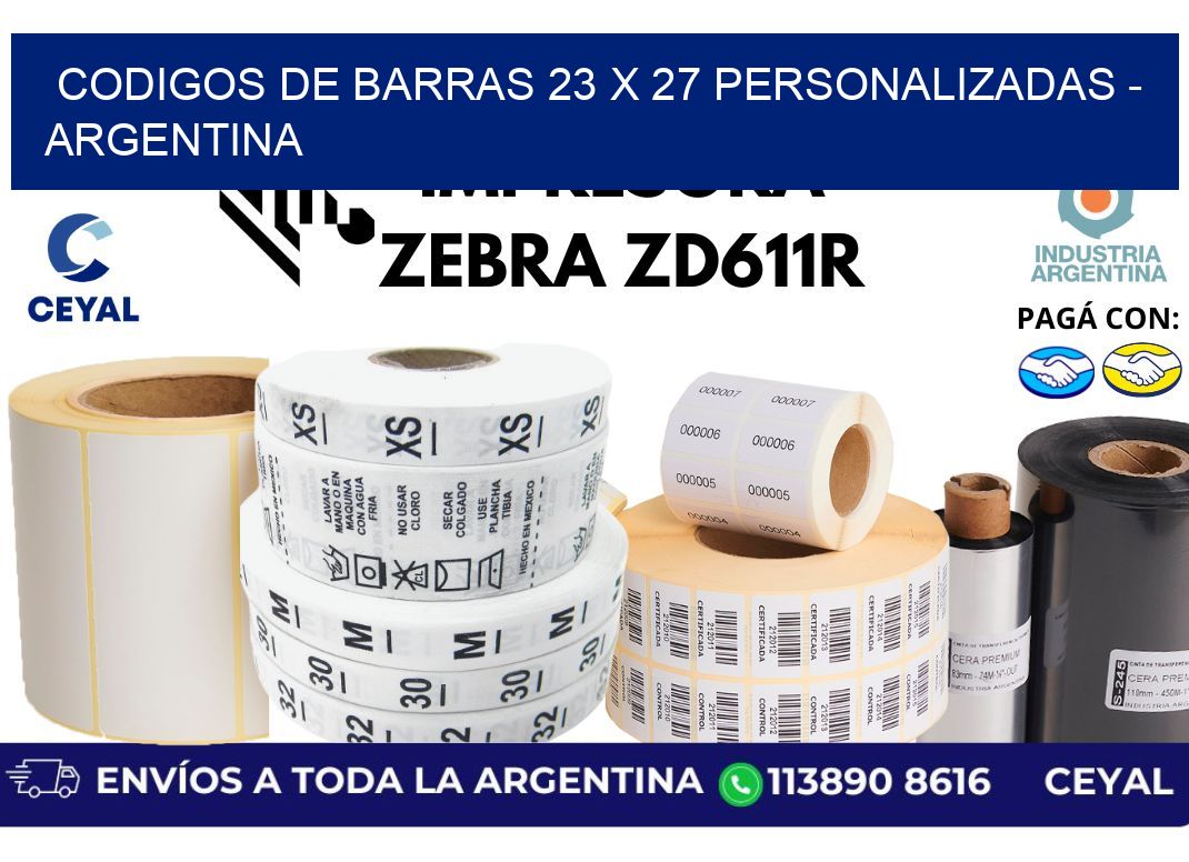 codigos de barras 23 x 27 personalizadas - Argentina