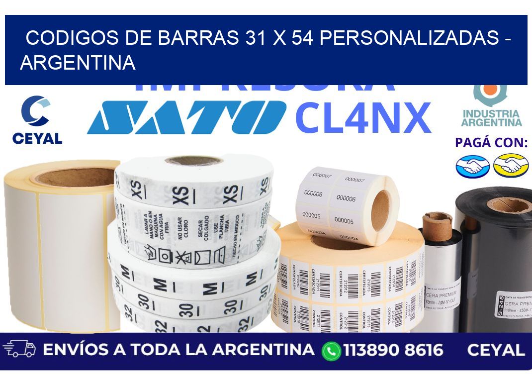 codigos de barras 31 x 54 personalizadas - Argentina