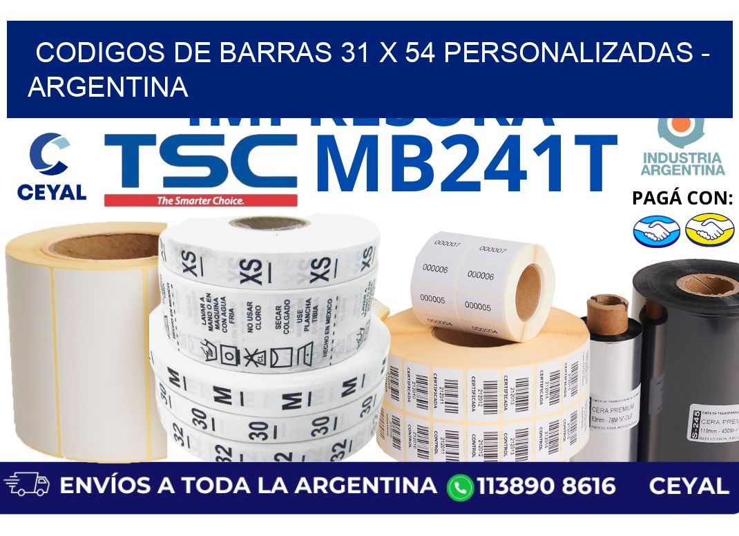 codigos de barras 31 x 54 personalizadas – Argentina