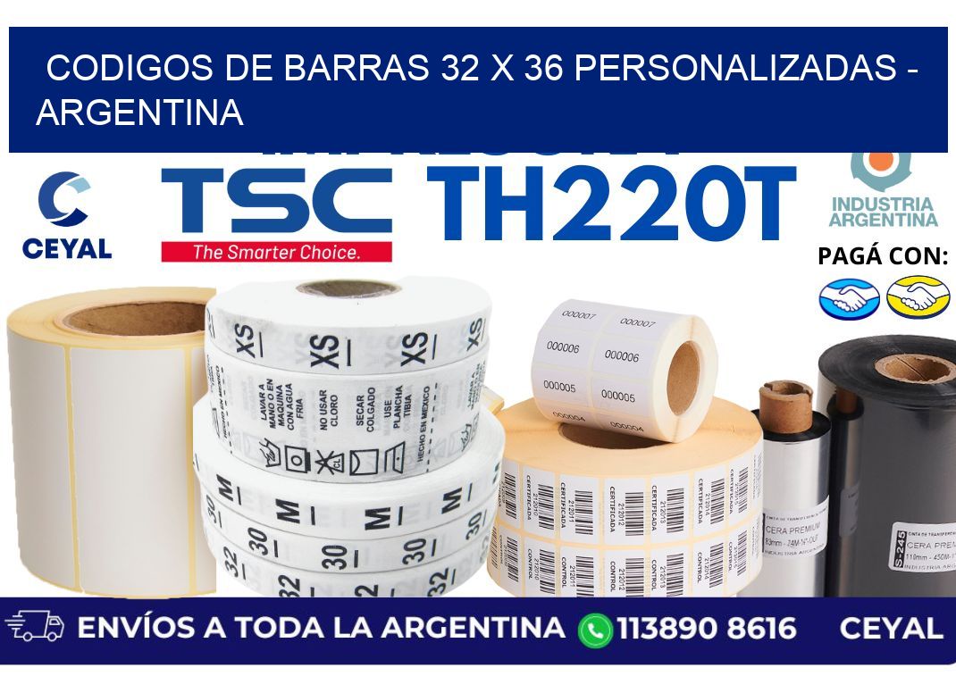codigos de barras 32 x 36 personalizadas - Argentina