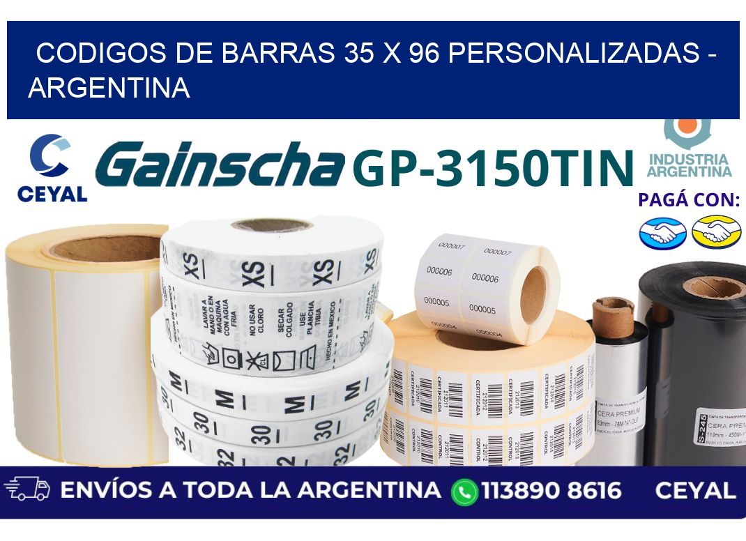 codigos de barras 35 x 96 personalizadas - Argentina