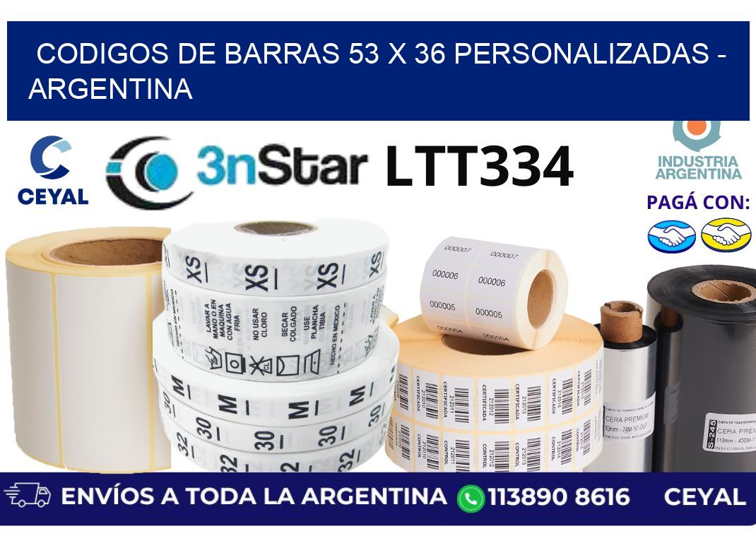 codigos de barras 53 x 36 personalizadas - Argentina