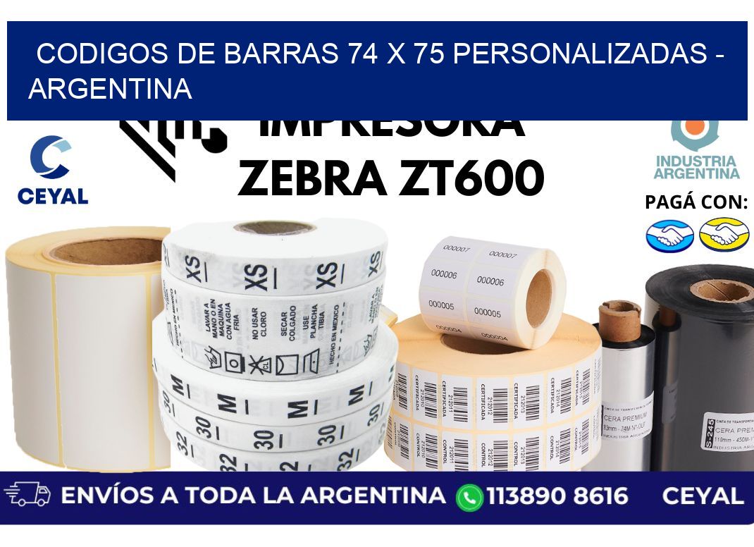 codigos de barras 74 x 75 personalizadas - Argentina