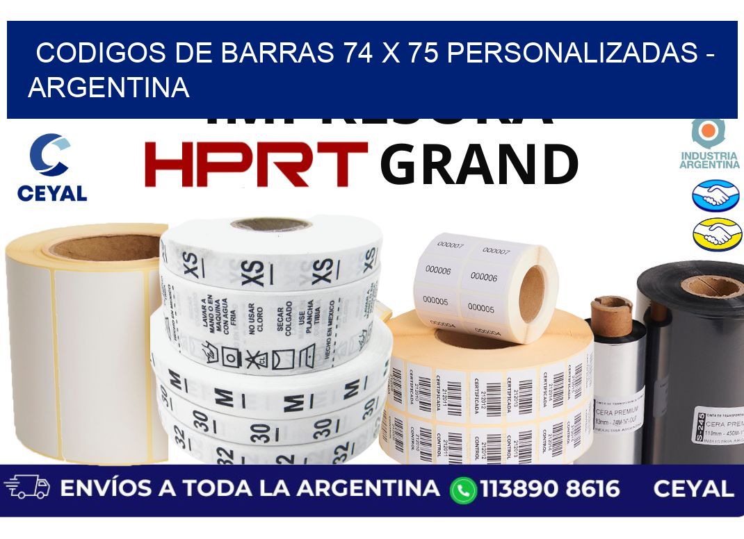 codigos de barras 74 x 75 personalizadas - Argentina