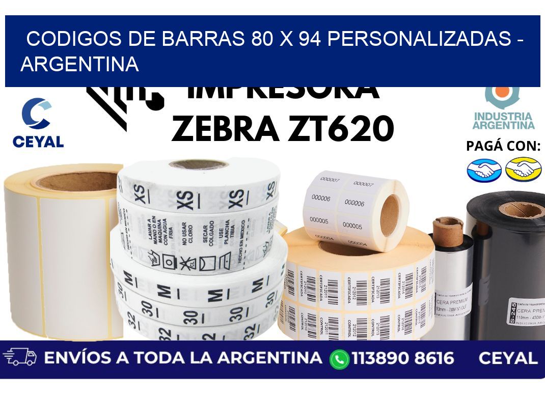 codigos de barras 80 x 94 personalizadas - Argentina