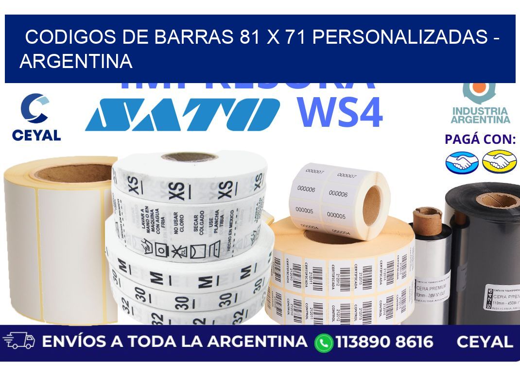 codigos de barras 81 x 71 personalizadas - Argentina
