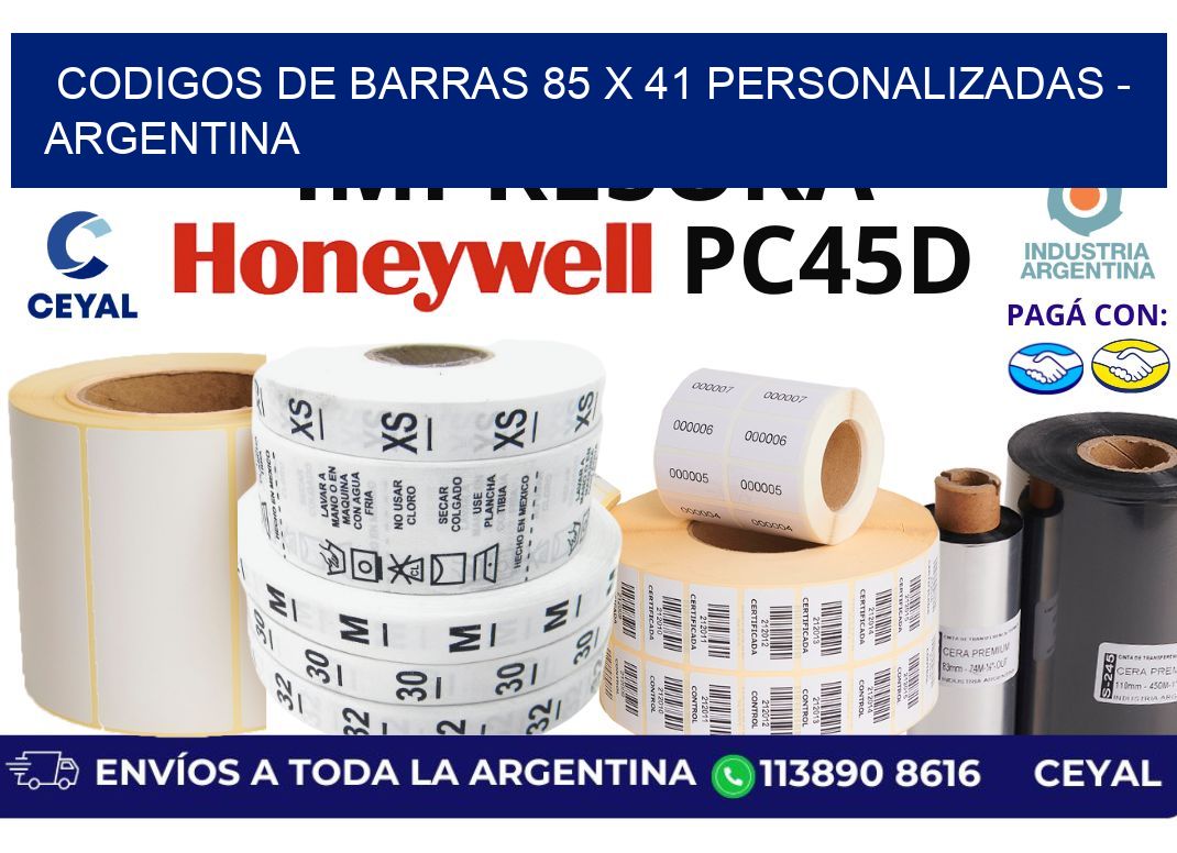 codigos de barras 85 x 41 personalizadas - Argentina