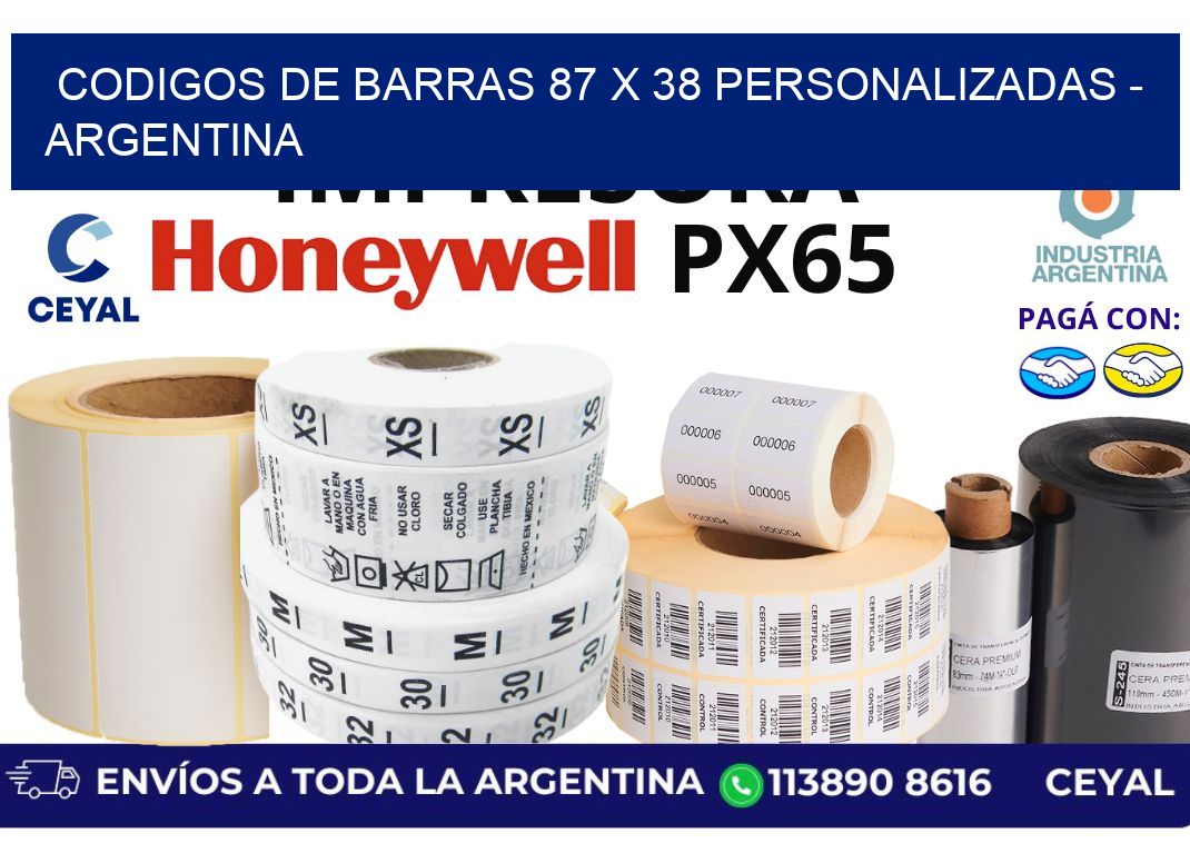 codigos de barras 87 x 38 personalizadas - Argentina