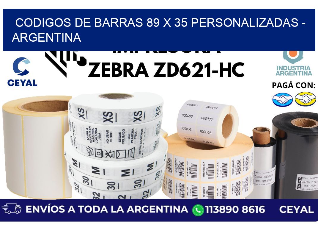 codigos de barras 89 x 35 personalizadas - Argentina