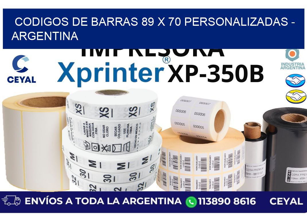 codigos de barras 89 x 70 personalizadas - Argentina