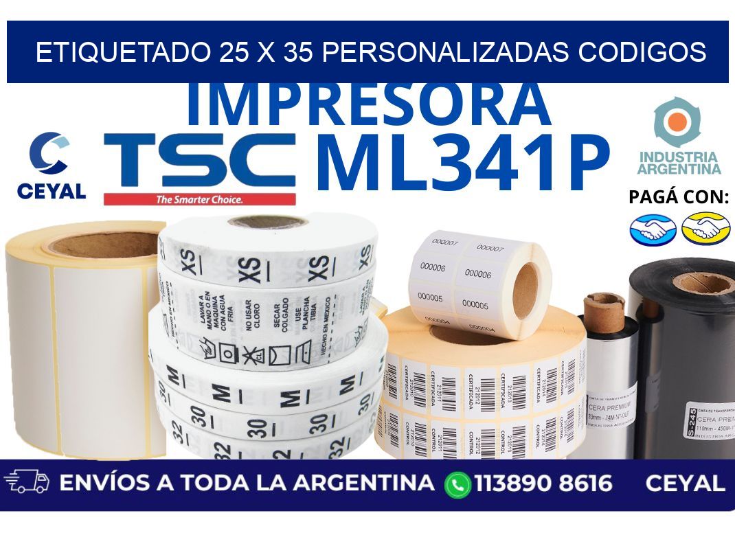 etiquetado 25 x 35 personalizadas codigos