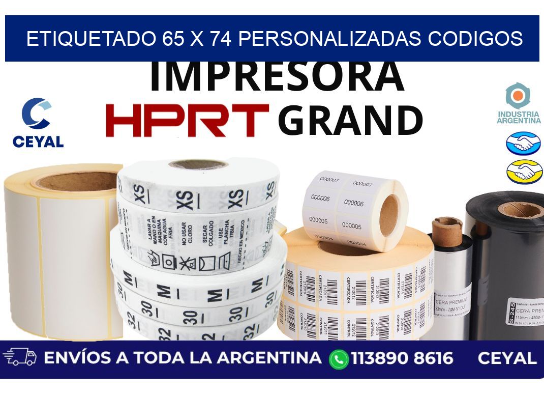 etiquetado 65 x 74 personalizadas codigos
