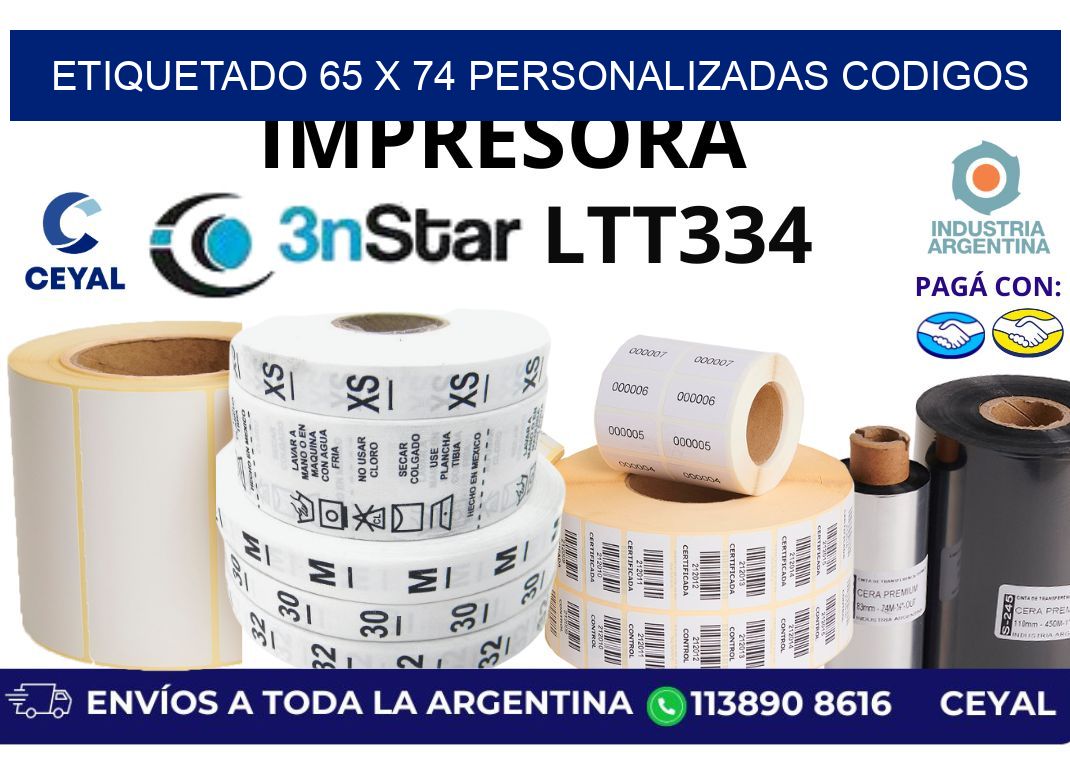 etiquetado 65 x 74 personalizadas codigos