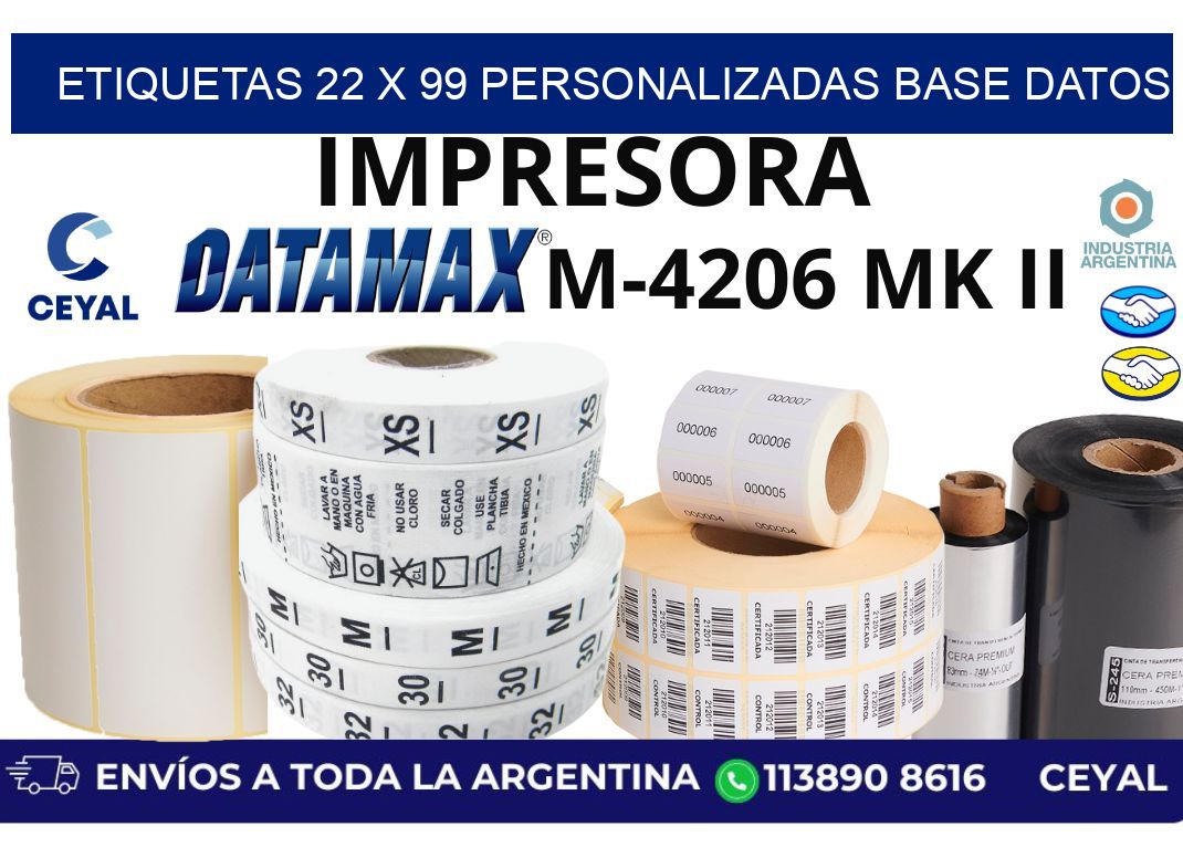 etiquetas 22 x 99 personalizadas base datos