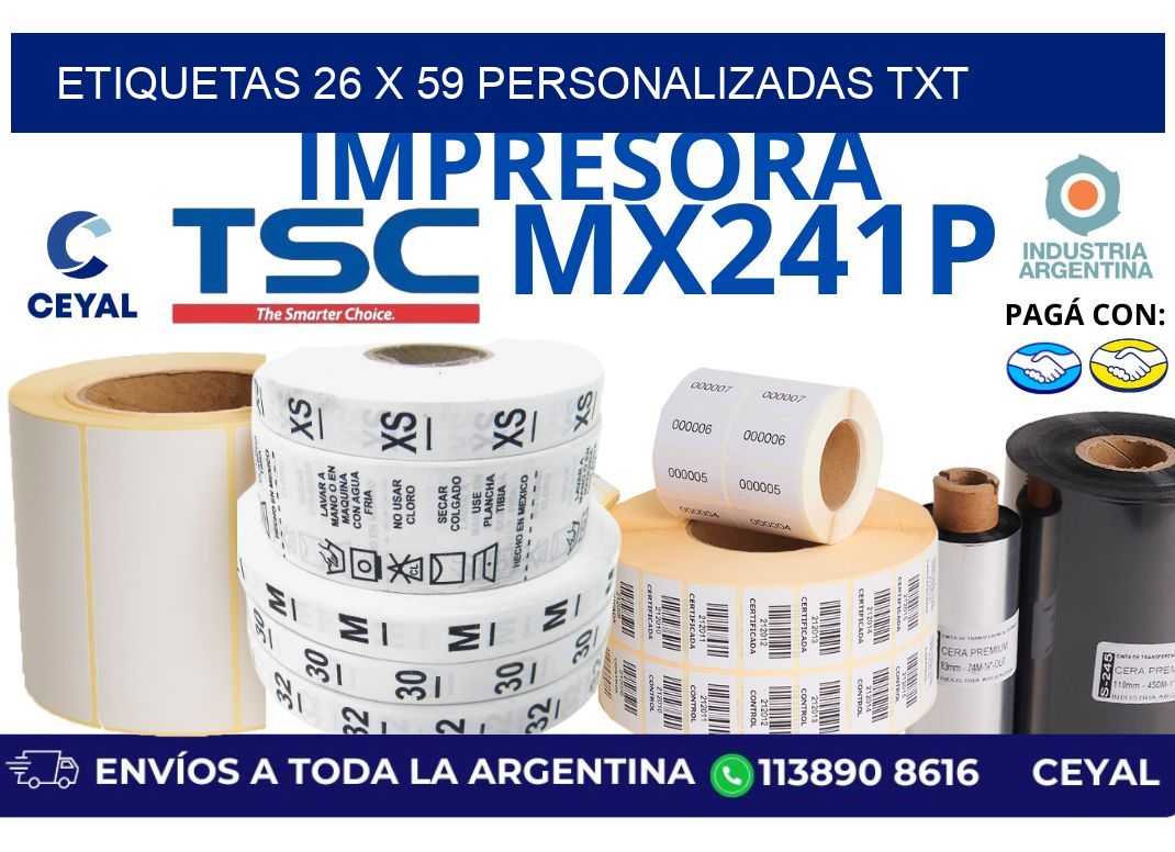 etiquetas 26 x 59 personalizadas txt