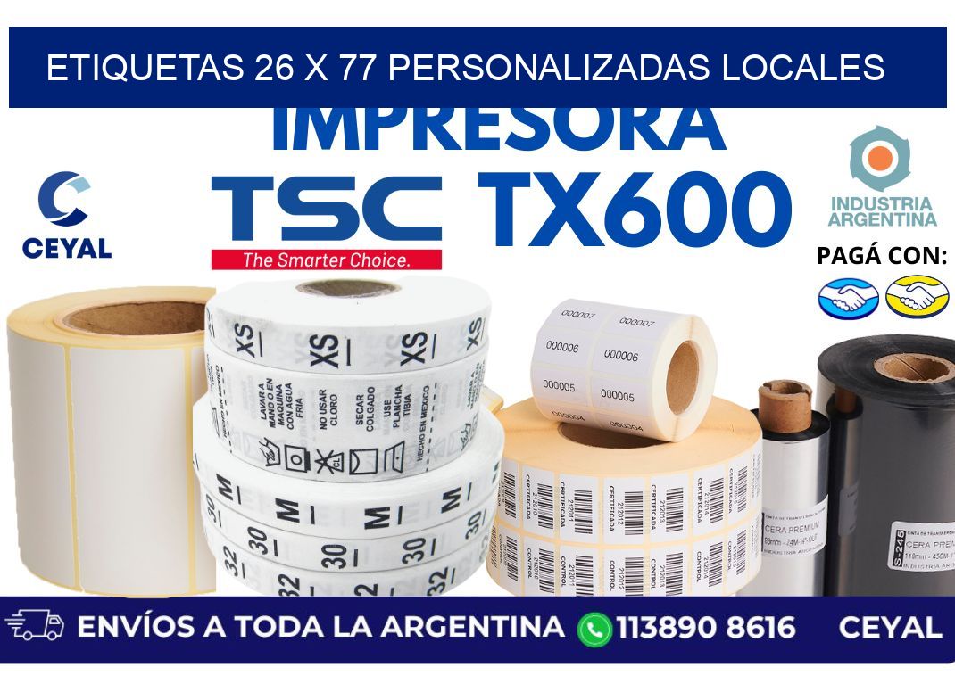etiquetas 26 x 77 personalizadas locales