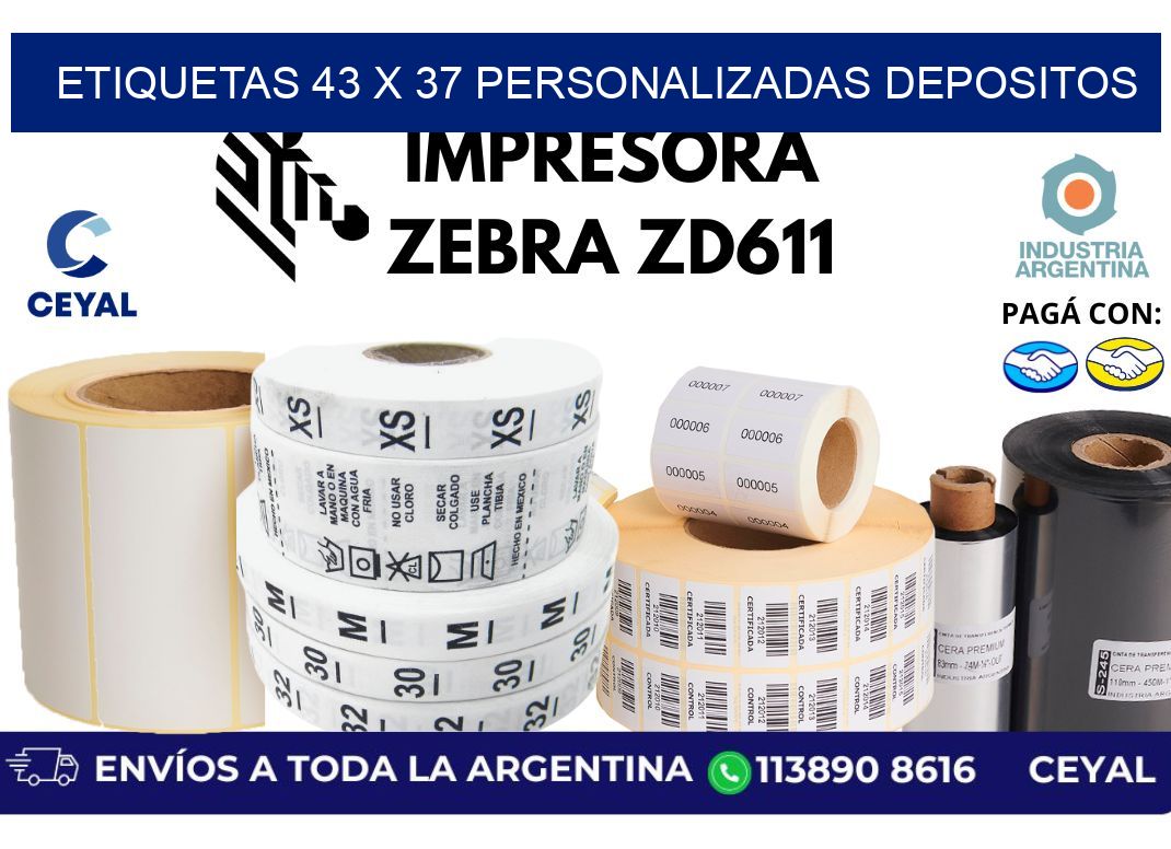 etiquetas 43 x 37 personalizadas depositos