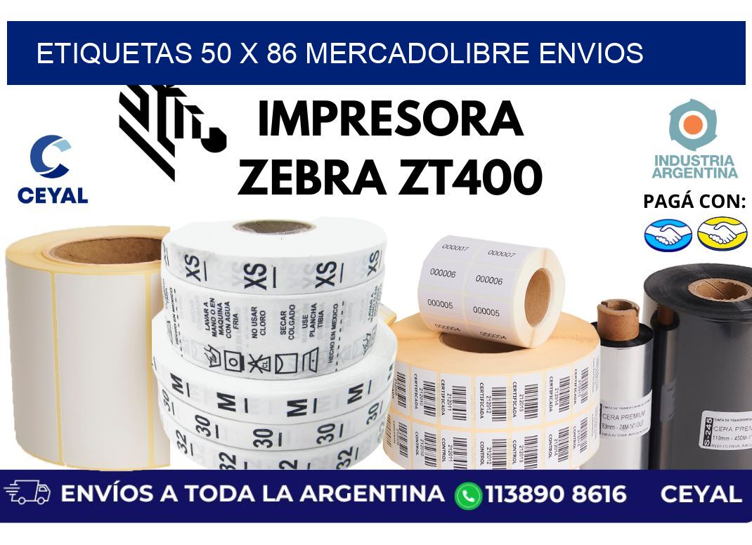 etiquetas 50 x 86 mercadolibre envios