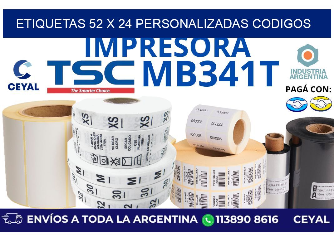 etiquetas 52 x 24 personalizadas codigos