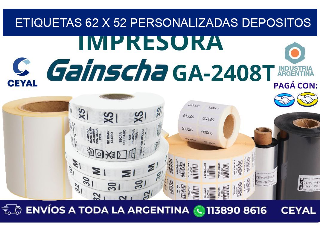 etiquetas 62 x 52 personalizadas depositos