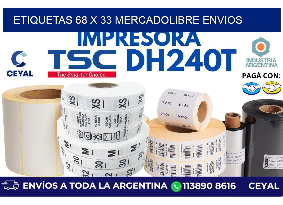 etiquetas 68 x 33 mercadolibre envios