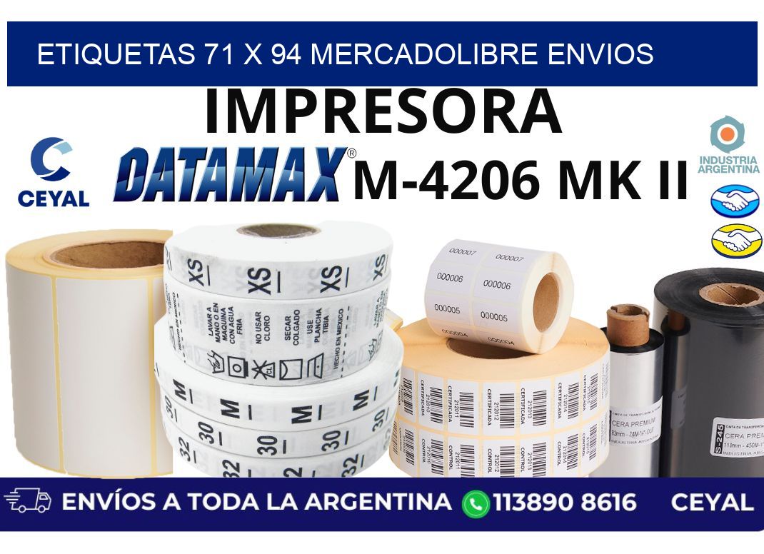 etiquetas 71 x 94 mercadolibre envios