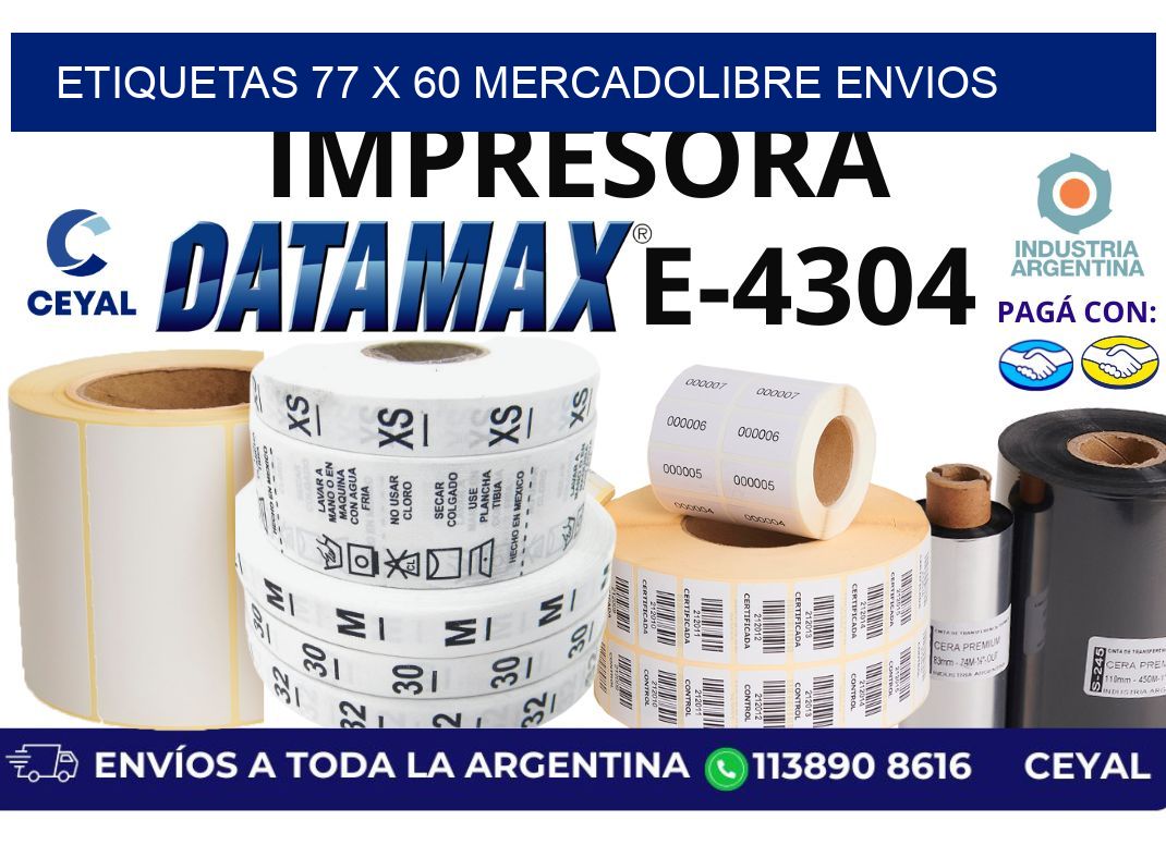 etiquetas 77 x 60 mercadolibre envios