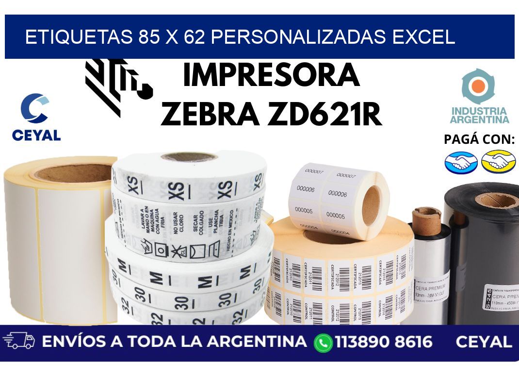 etiquetas 85 x 62 personalizadas excel
