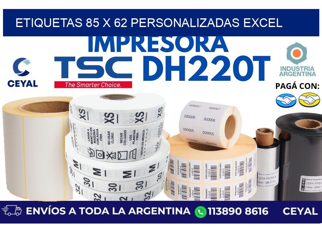 etiquetas 85 x 62 personalizadas excel