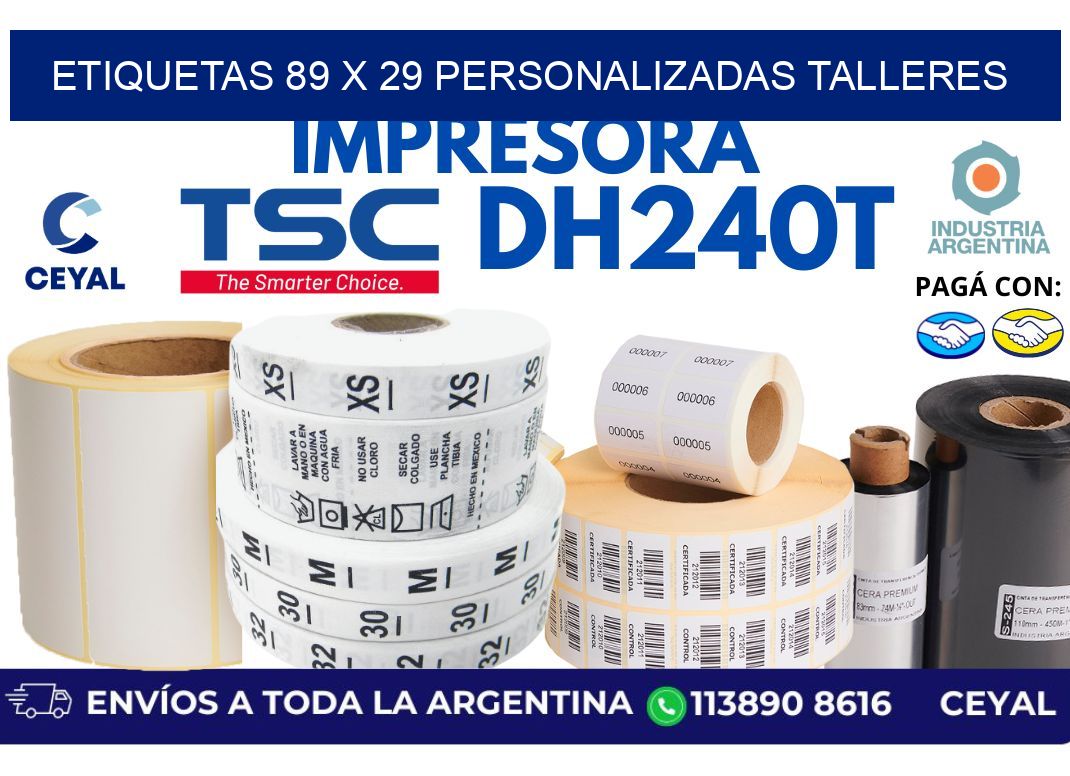 etiquetas 89 x 29 personalizadas talleres
