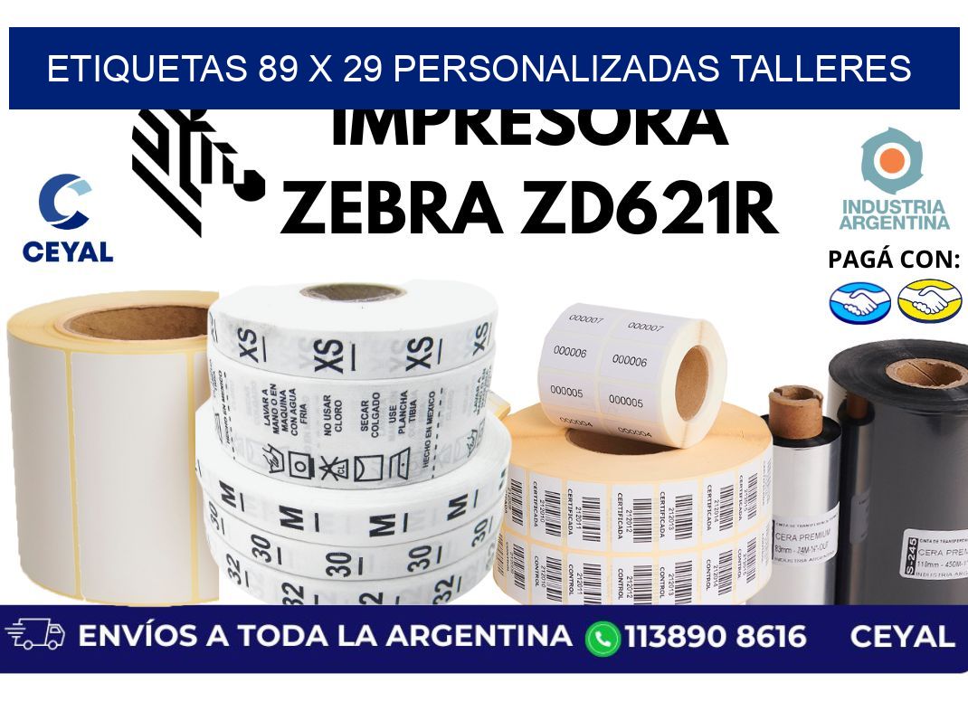 etiquetas 89 x 29 personalizadas talleres