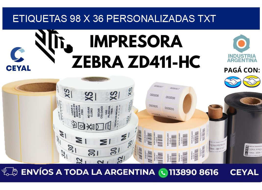 etiquetas 98 x 36 personalizadas txt