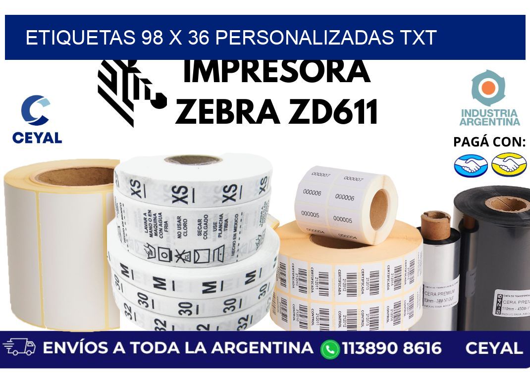 etiquetas 98 x 36 personalizadas txt