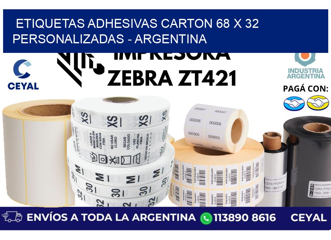 etiquetas adhesivas carton 68 x 32 personalizadas - Argentina