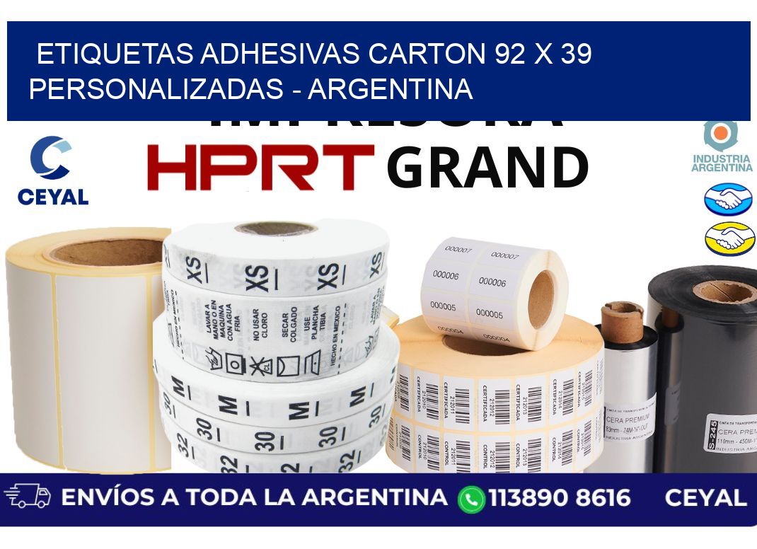etiquetas adhesivas carton 92 x 39 personalizadas - Argentina