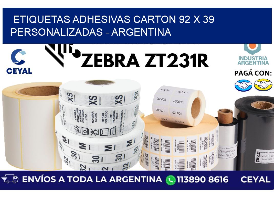 etiquetas adhesivas carton 92 x 39 personalizadas – Argentina