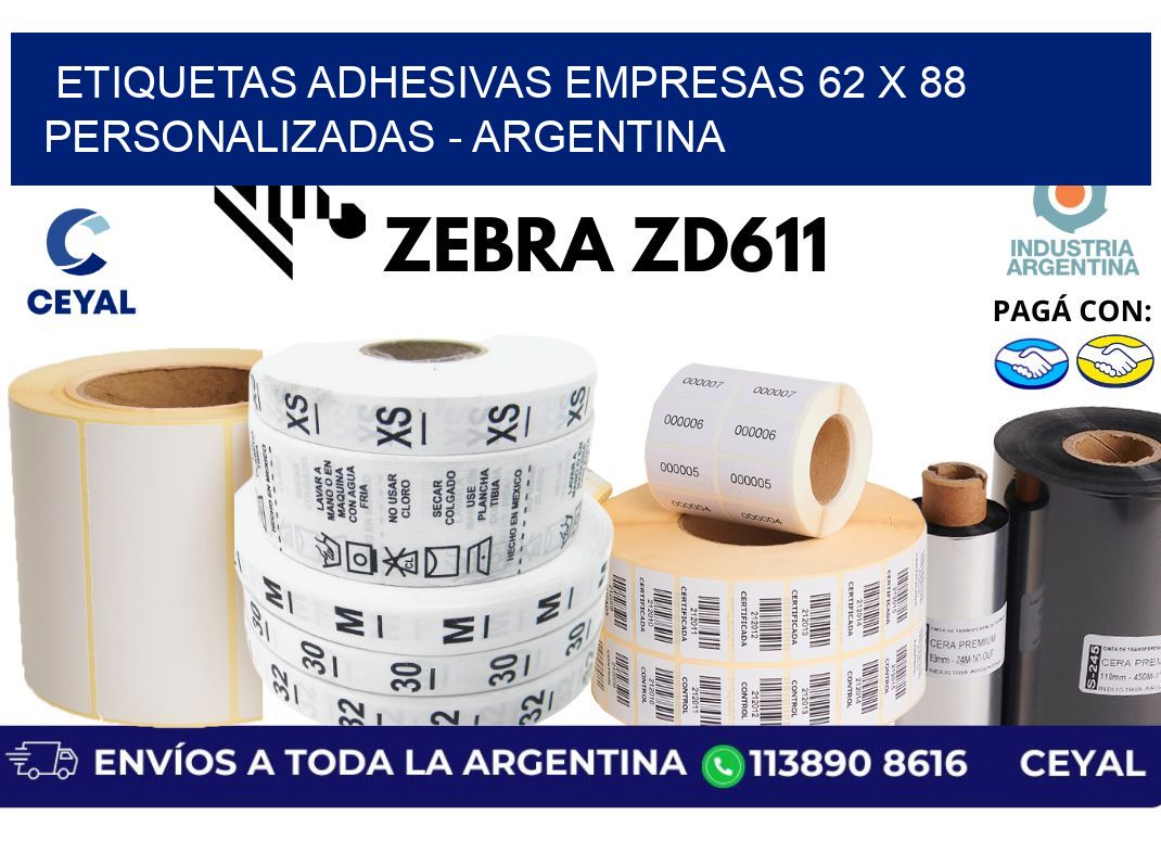 etiquetas adhesivas empresas 62 x 88 personalizadas - Argentina
