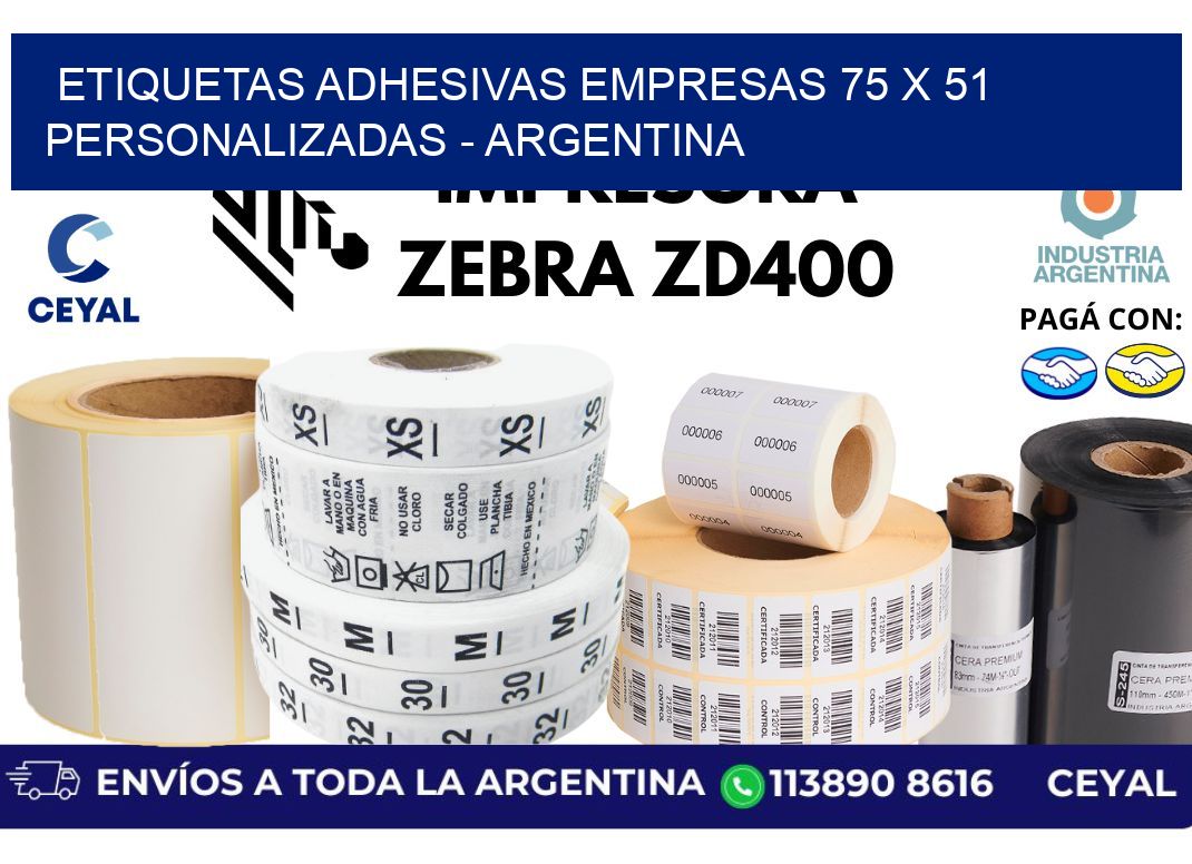 etiquetas adhesivas empresas 75 x 51 personalizadas - Argentina